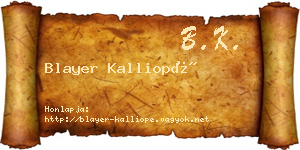Blayer Kalliopé névjegykártya